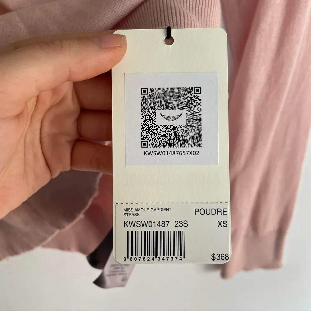 NWT Zadig and Voltaire Miss Amour Gradient Strass Sweater Pink Long Sleeve XS
